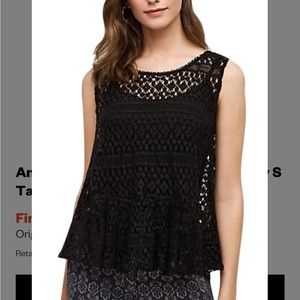 Anthropologie Miri Lace Crotchet Black Tank sz S